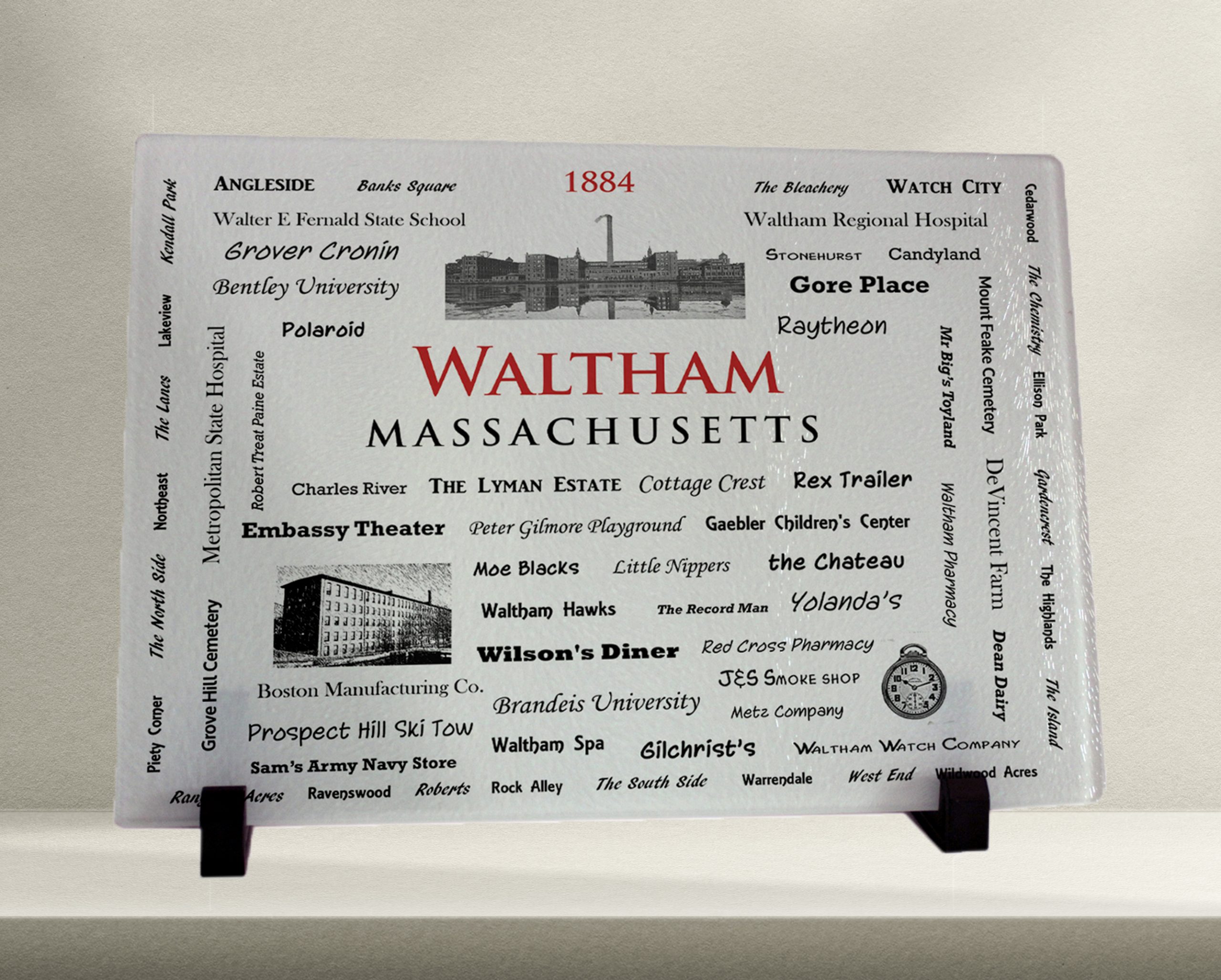 Waltham Word Art Cutting Board