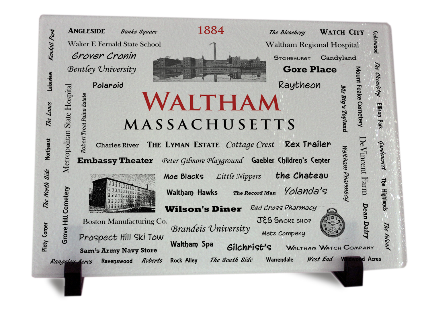 Waltham word art board
