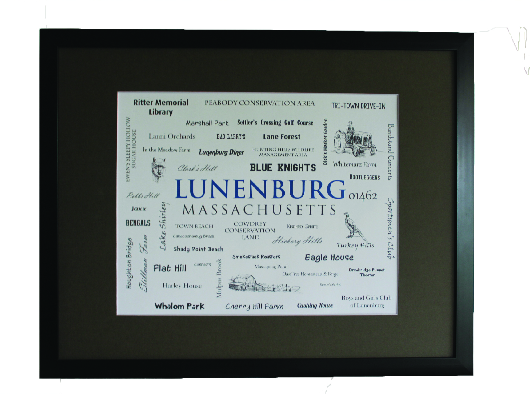 Lunenburg MA Framed Word Art Print