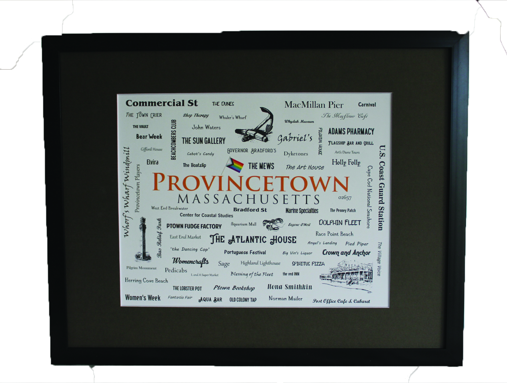 Provincetown MA Word Art Framed Print
