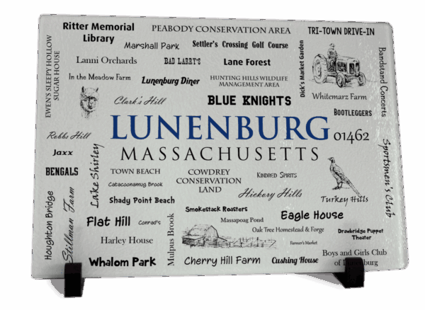 Lunenburg MA Word Art Cutting Board