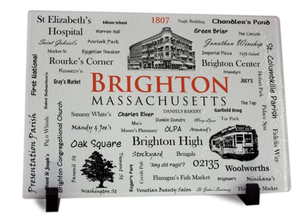 Brighton MA Word Art Cutting Board