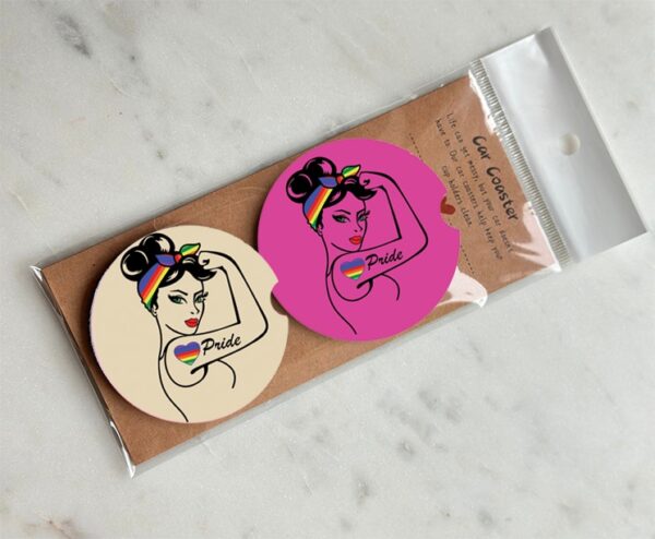 Rosie The Riveter Pride Car Coasters