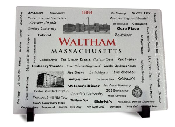 Waltham MA Word Art Cutting Board